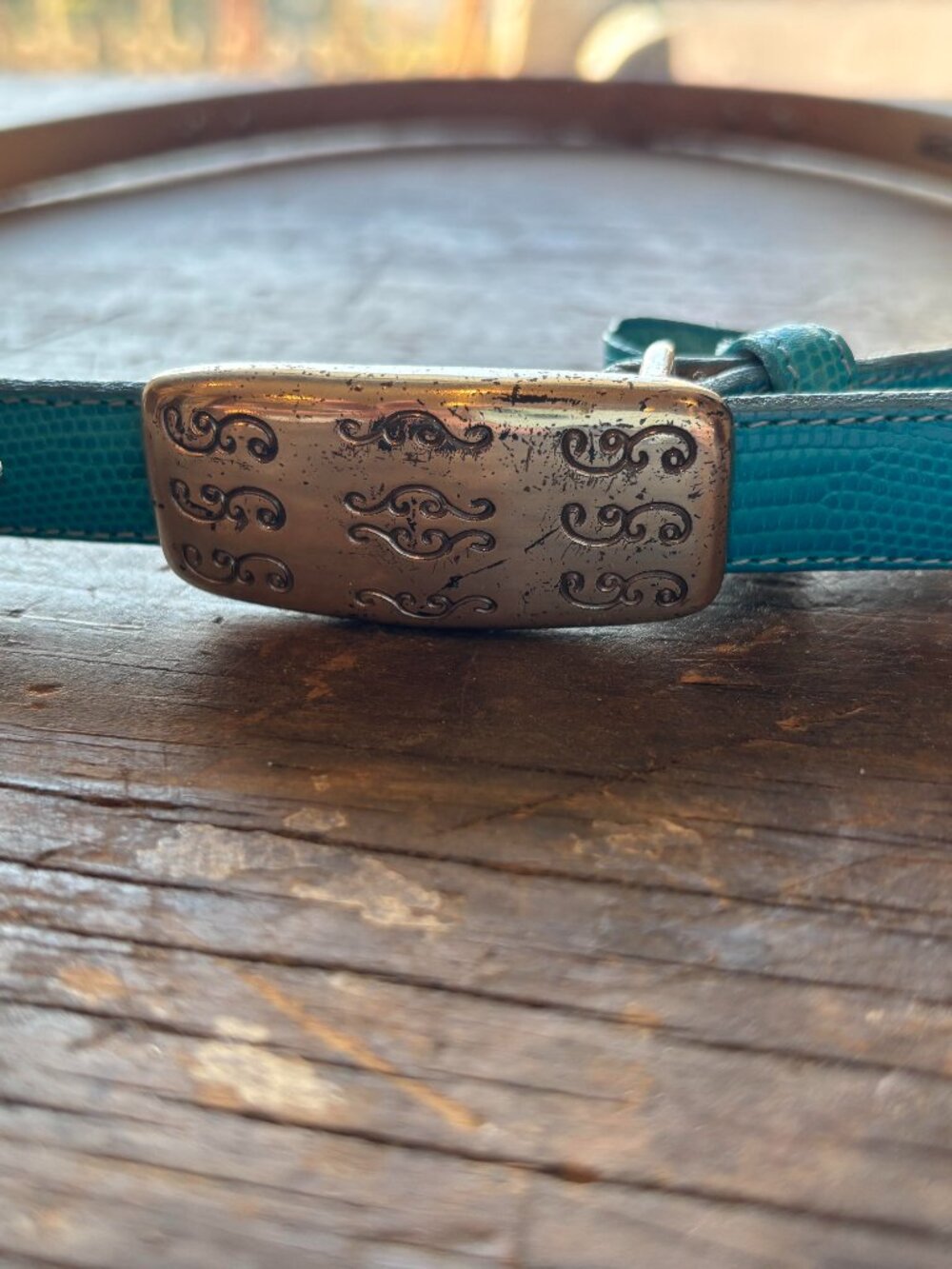 VINTAGE TURQUOISE AND SILVER BRIGHTON LEATHER BELT